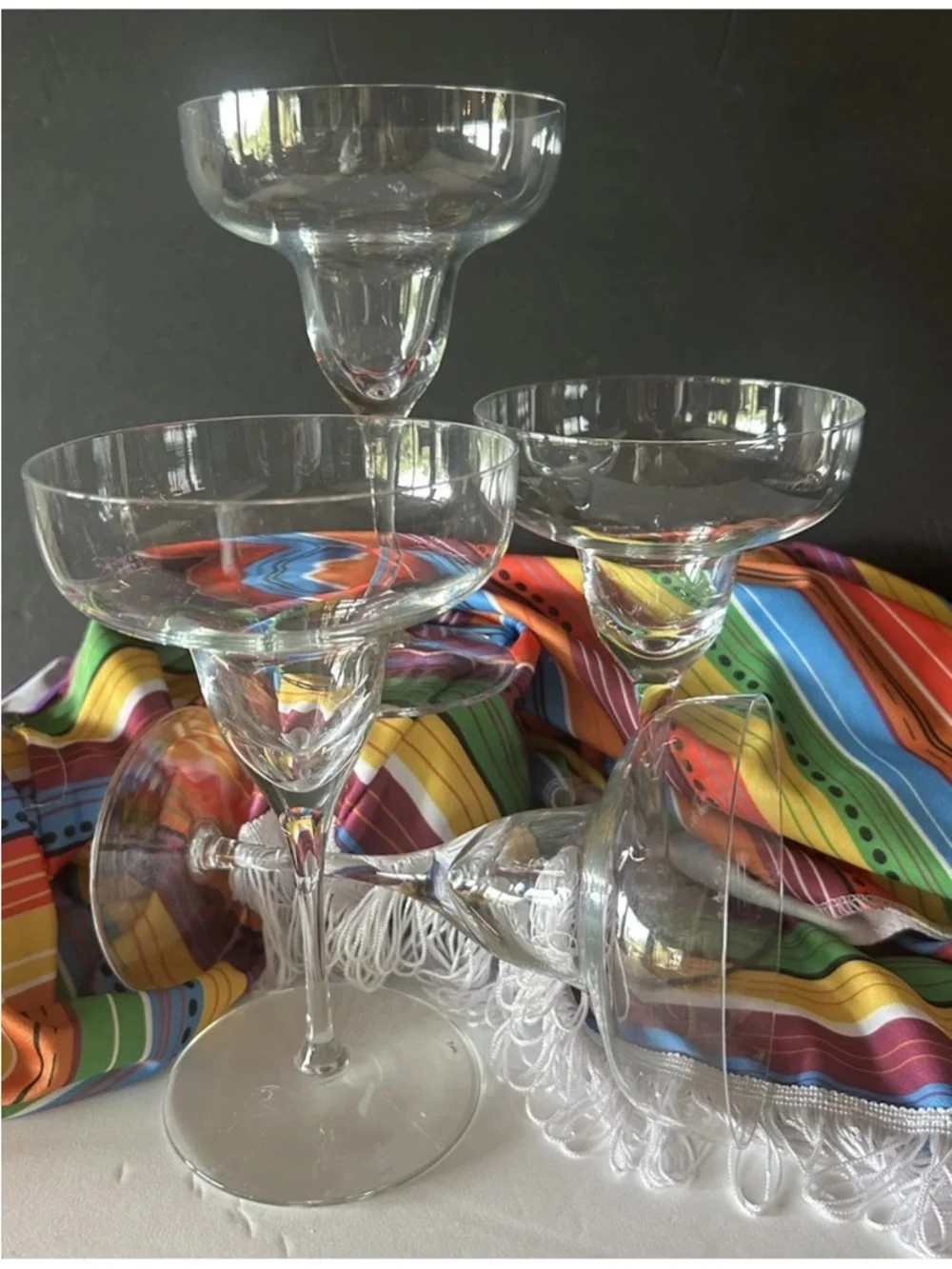 4 Fine Crystal Clear Margarita Glasses Lighter Weight Glass Excellent 7.5